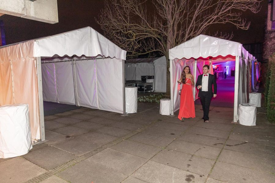 Awning walkways linking two marquees